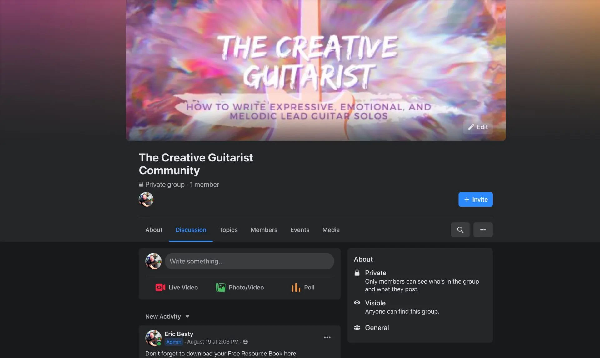 The Creative Guitarist Facebook Community Screenshot