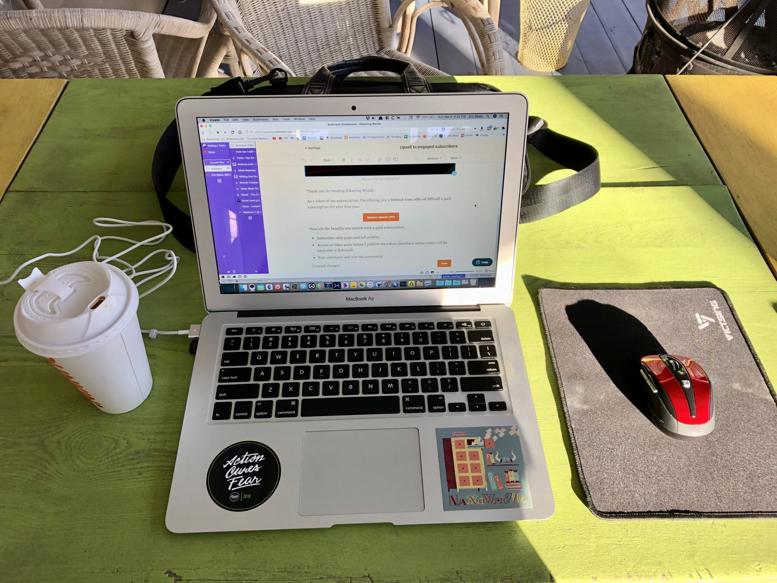 Macbook Air Writing Spot - Dorton House Deck